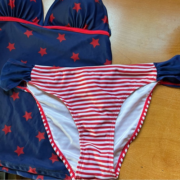 Star and Stripe American Flag 2 Piece Tankini Swim Suit - Picture 7 of 11